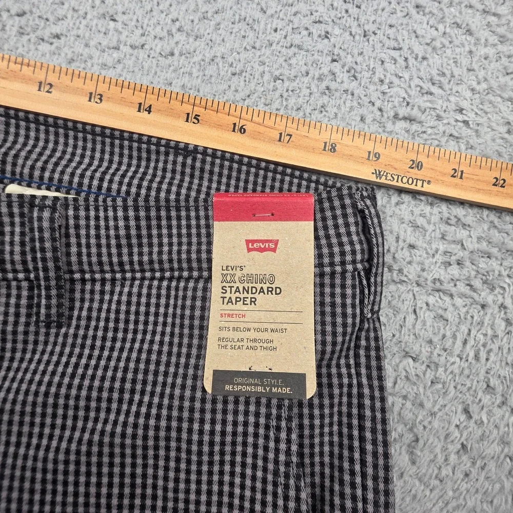 Levi's XX Chino Pants Men 38x30 Black White Gingham Standard Taper Stretch